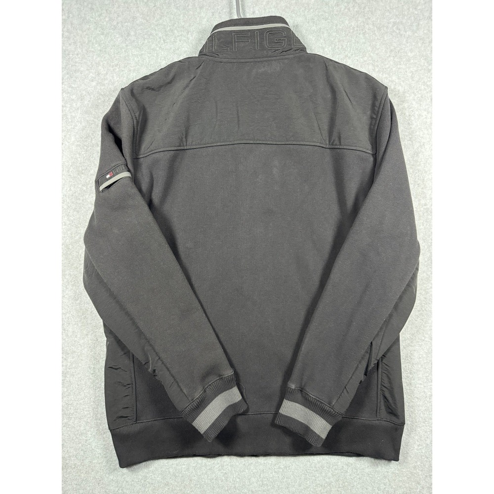 Tommy Hilfiger Mens XL Black Track Jacket Full Zip Mixed Media C887866650 Logo - Picture 8 of 11